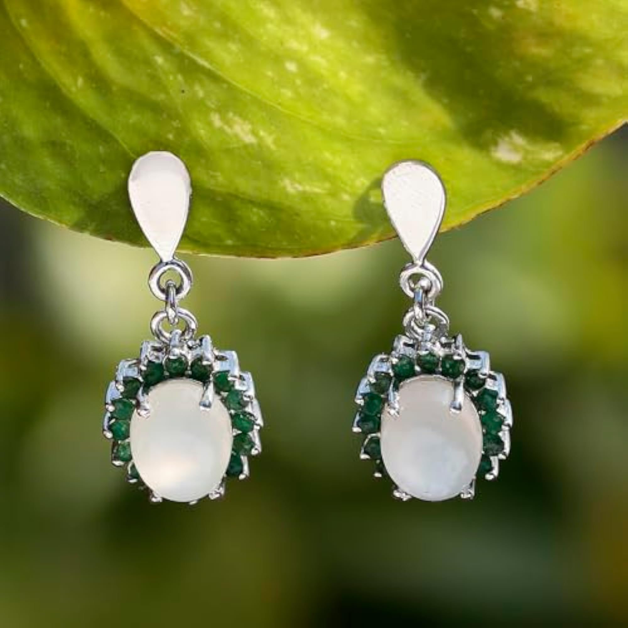Women's Handcrafted 925 Sterling Silver Earrings with Moonstone